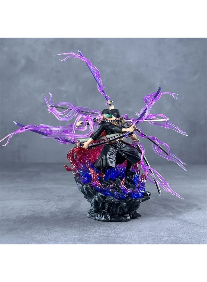One Piece Zoro Anime Figure 9.84 Inch Three Headed Nine Bladed Rope Action Statue - Image 3